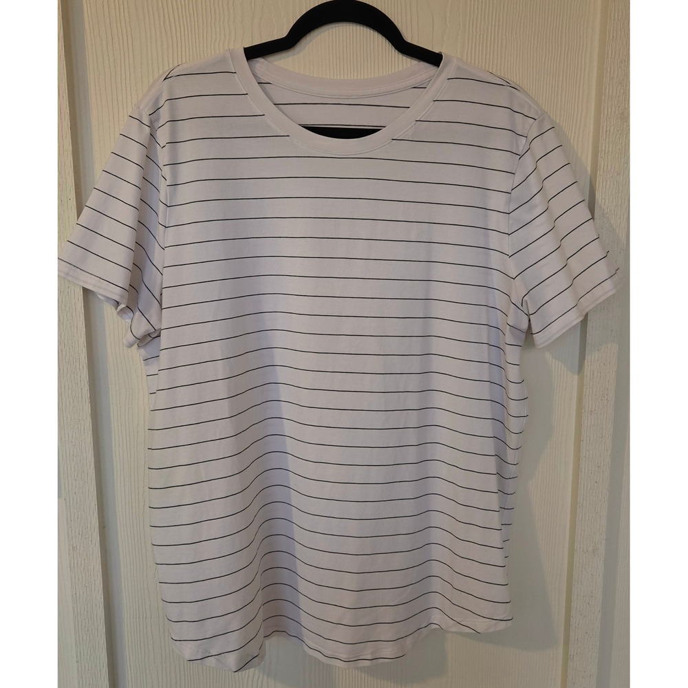 Lululemon Love Tee White Black Striped Short Sleeve Pima Cotton Crew Neck Shirt
